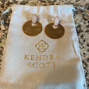 Kendra Scott earrings, rose gold with white iridescent drusy stone
